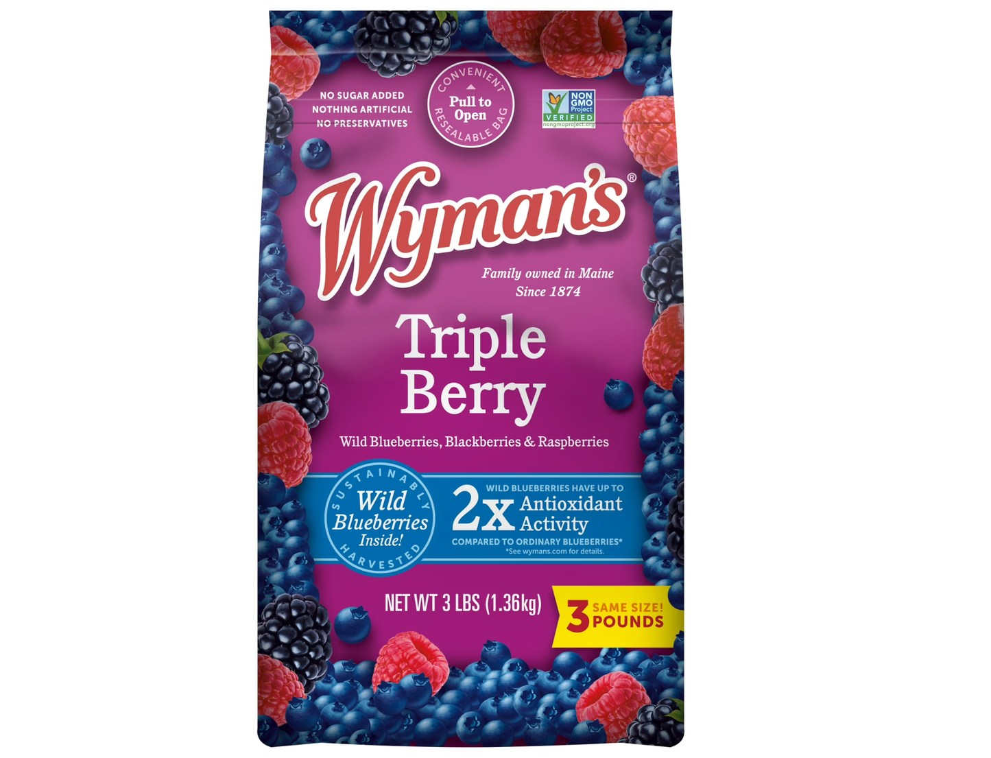 Wyman's Mezcla de Blueberries, Zarzamoras y Frambuesas 48 oz (Triple Berry)