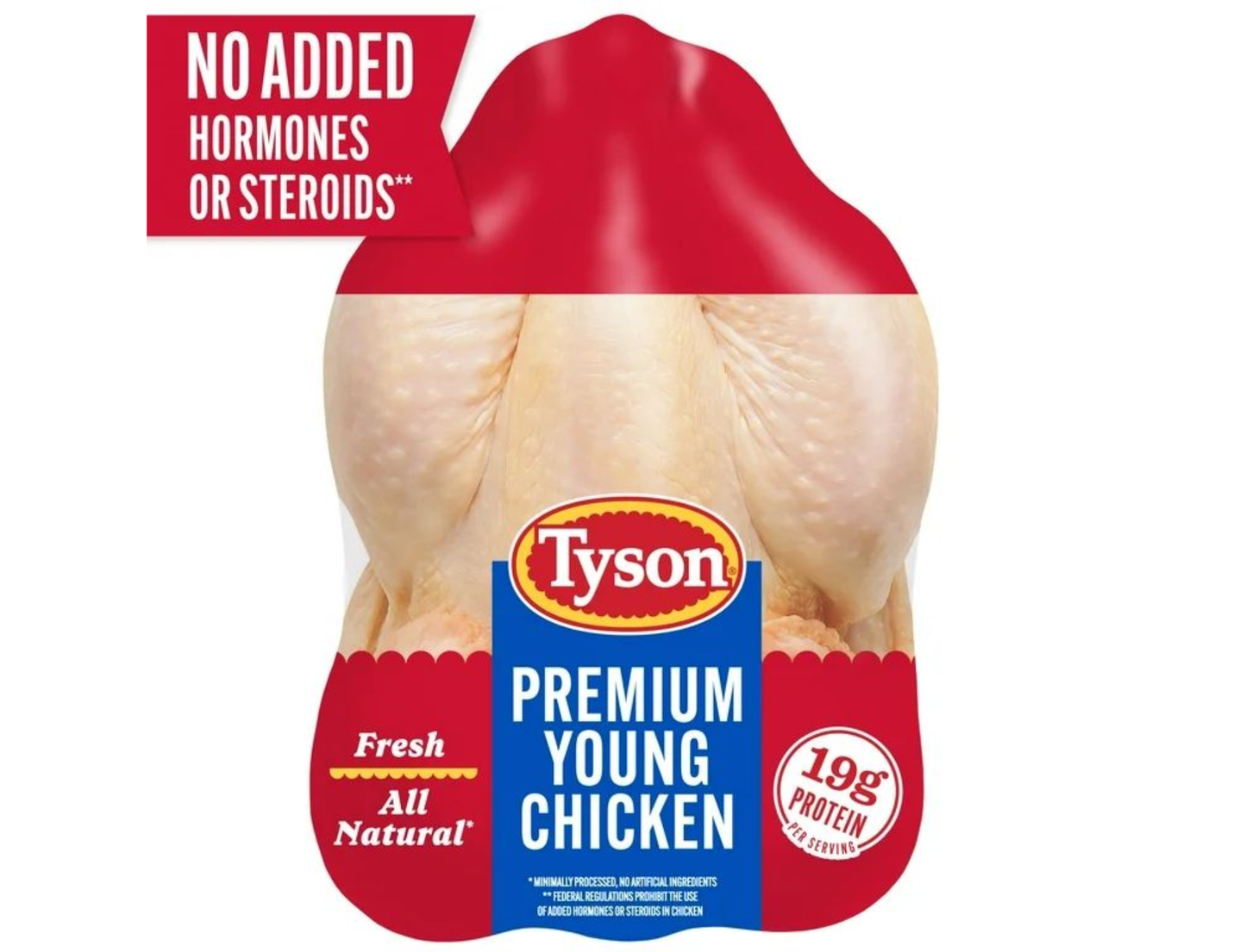 Tyson All Natural Pollo Entero 7lb. (Precio por peso)