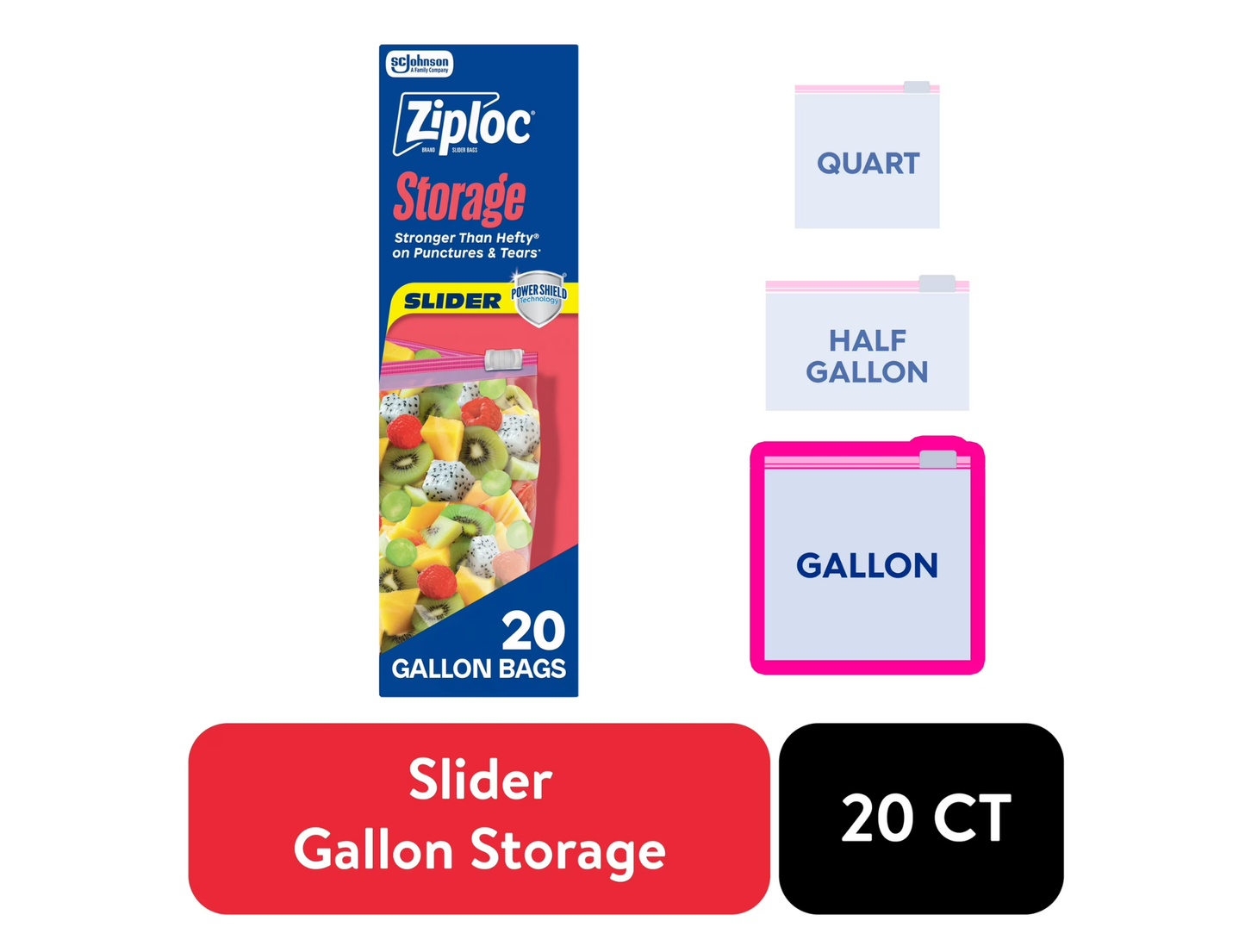 Ziploc Bolsas de Almacenamiento de Galón 20 Unit