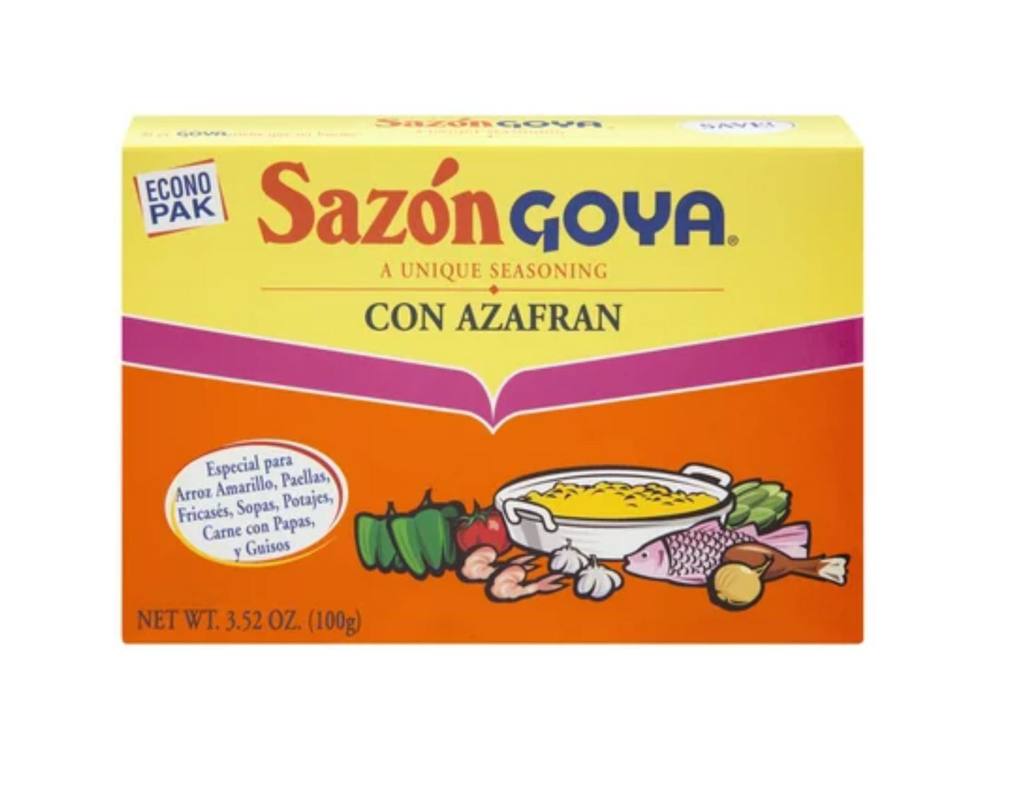 Goya Sazon con Azafran, caja con 20 Sobres de 3.52 oz