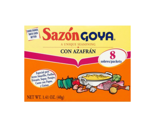 Goya Sazon con Azafran, Caja con 8 Sobres de 1.4 oz