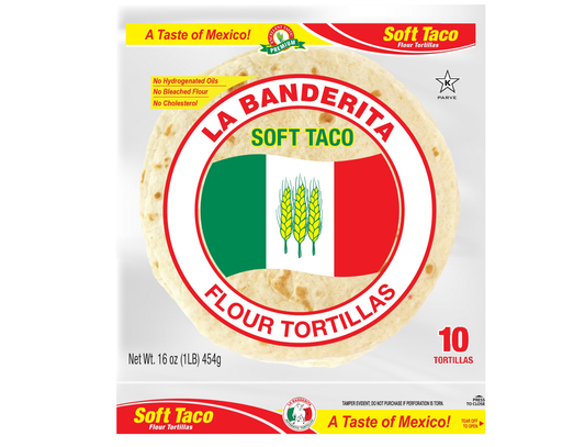 La Banderita Tortillas de Harina para Tacos 16 oz, 10 Unidades
