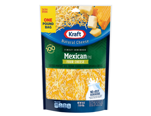 Kraft Queso Estilo Mexicano Finamente Rallados Bolsa de 16 Oz