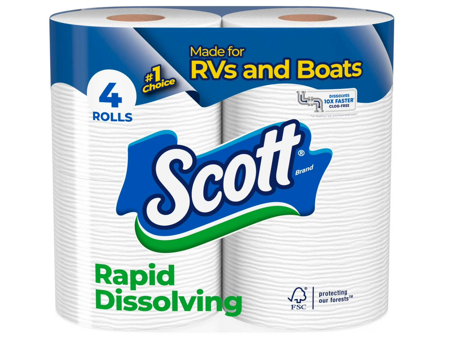 Scott Papel Higiénico de Rápida Disolución  4 Rollos